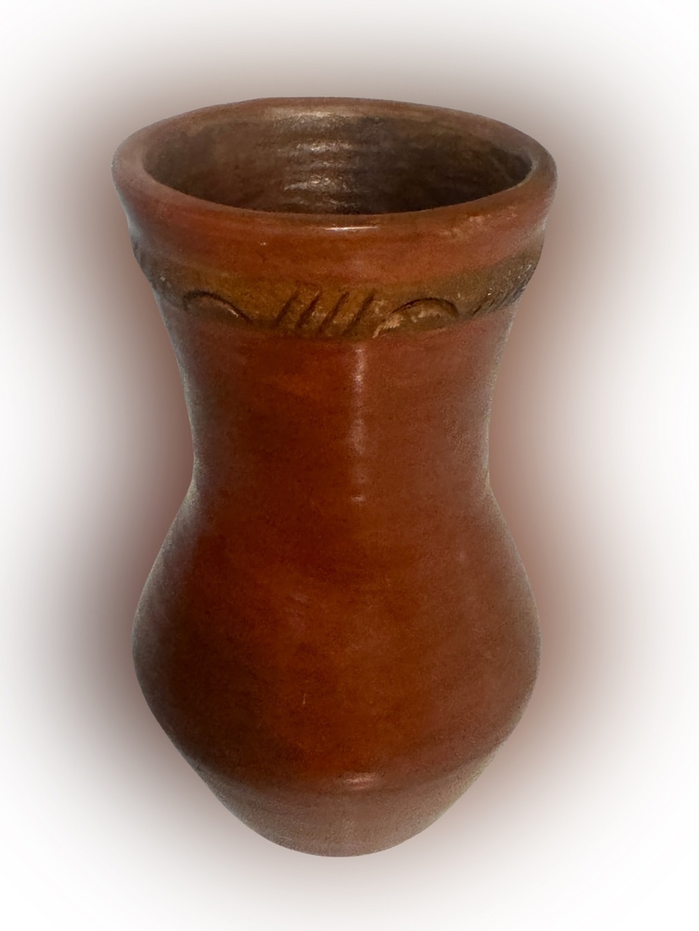 Handmade Terracotta Vase - 6”x3” - Rustic Brown - Navajo Signed Andrew W.